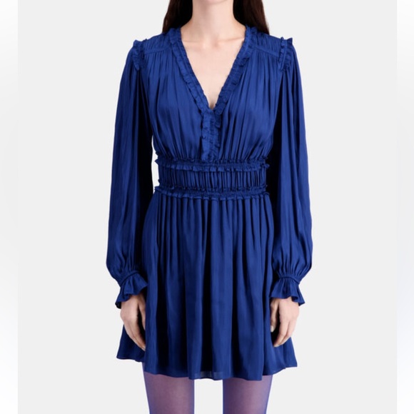 NWT The Kooples stunning Blue Satin Mini Dress! Size M - Picture 1 of 10